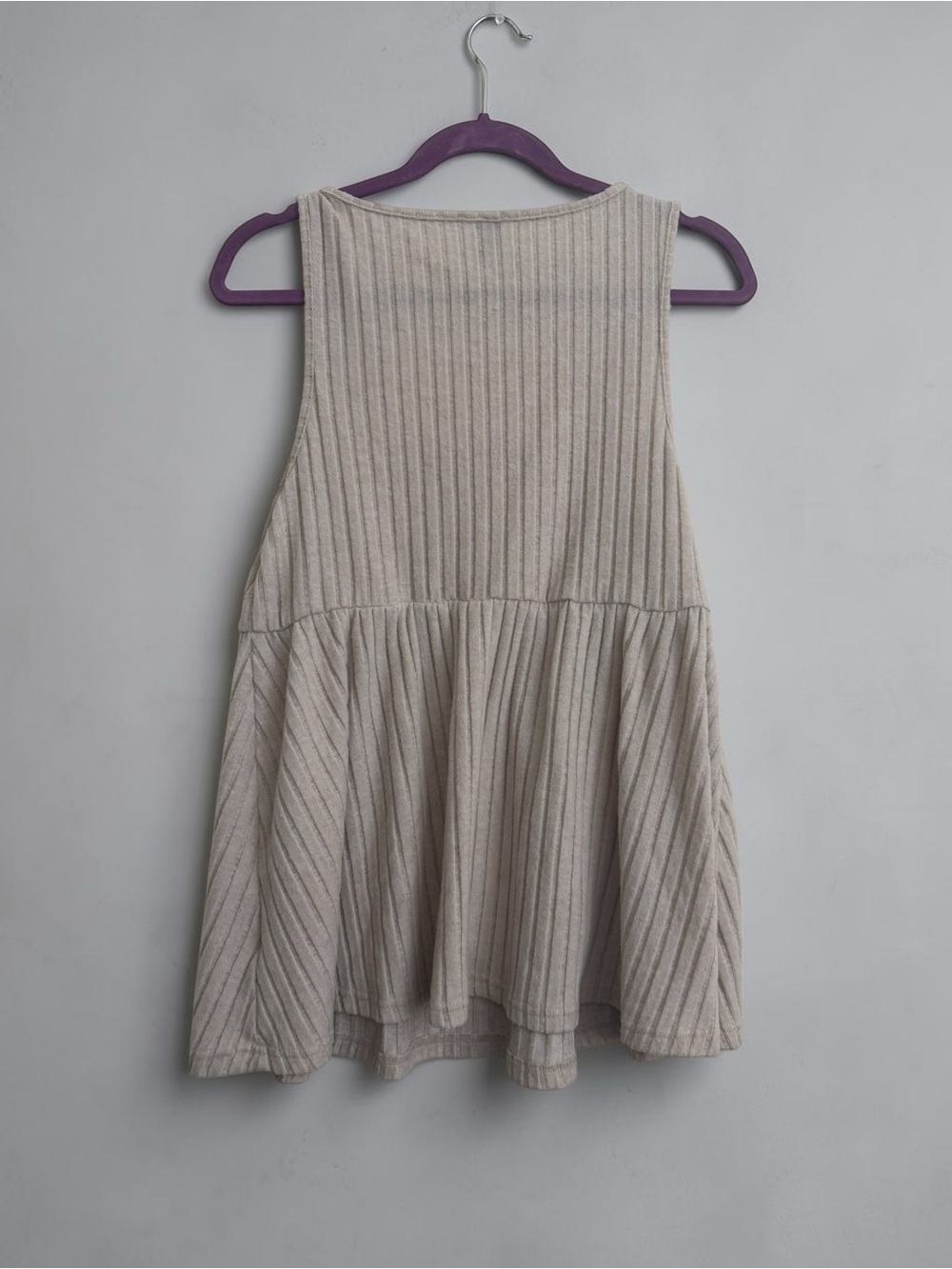 SHEIN Cream Ribbed Button Front Swing Tank - Picture 6 of 7